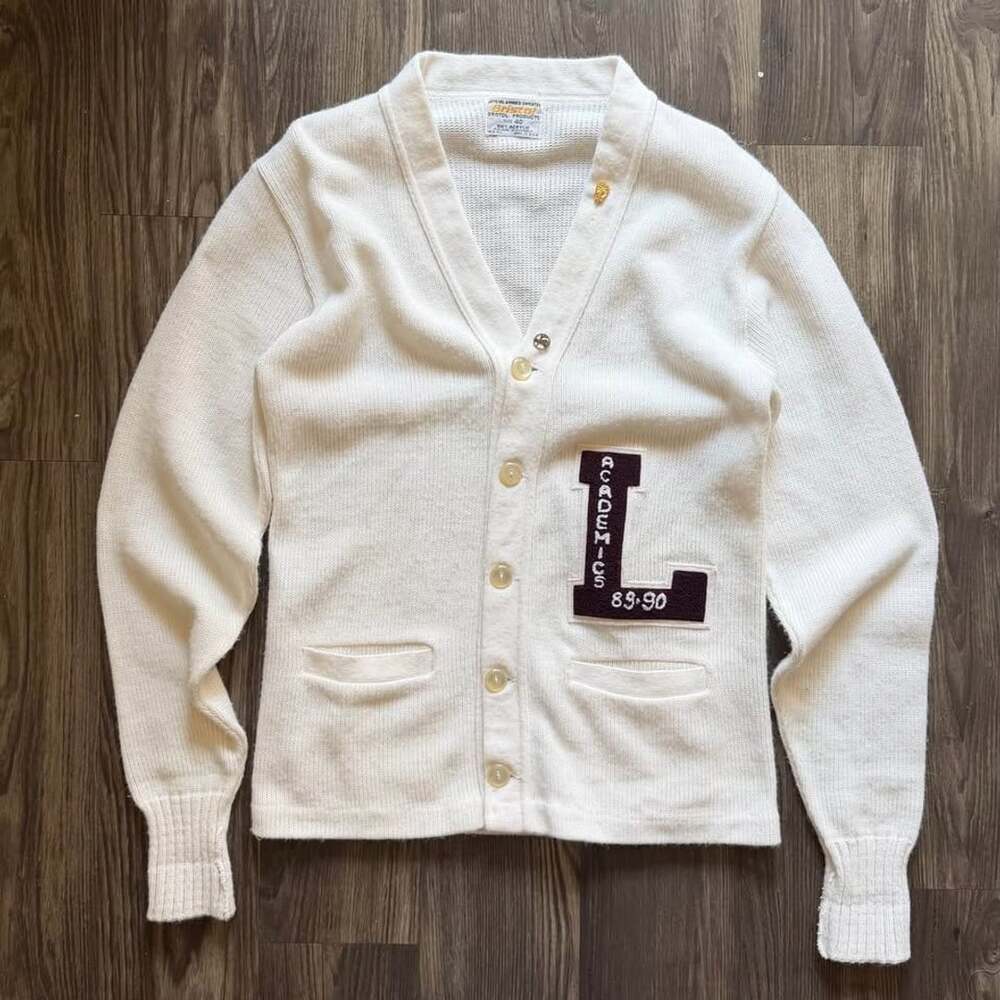 Vintage 80s Letterman’s Jacket Sweater Academics Award Cardigan